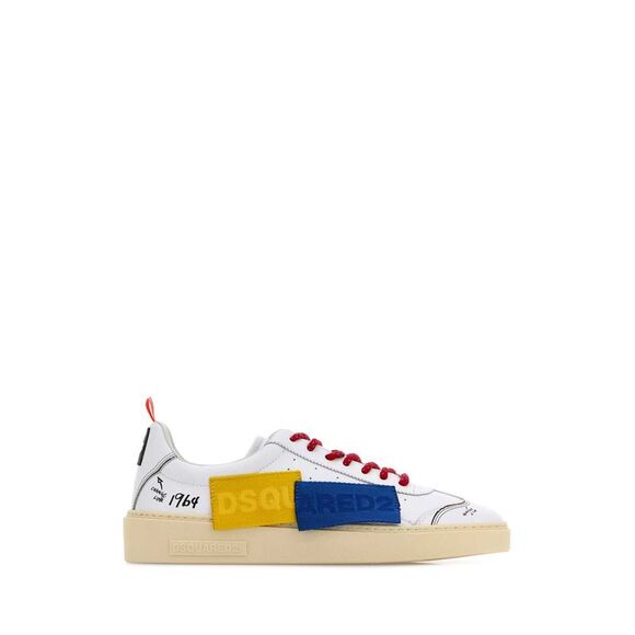 Dsquared Men White Leather Rider Sneakers